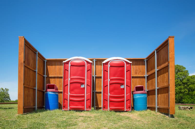 Short-term porta potty units staged for delivery in Youngstown, Ohio